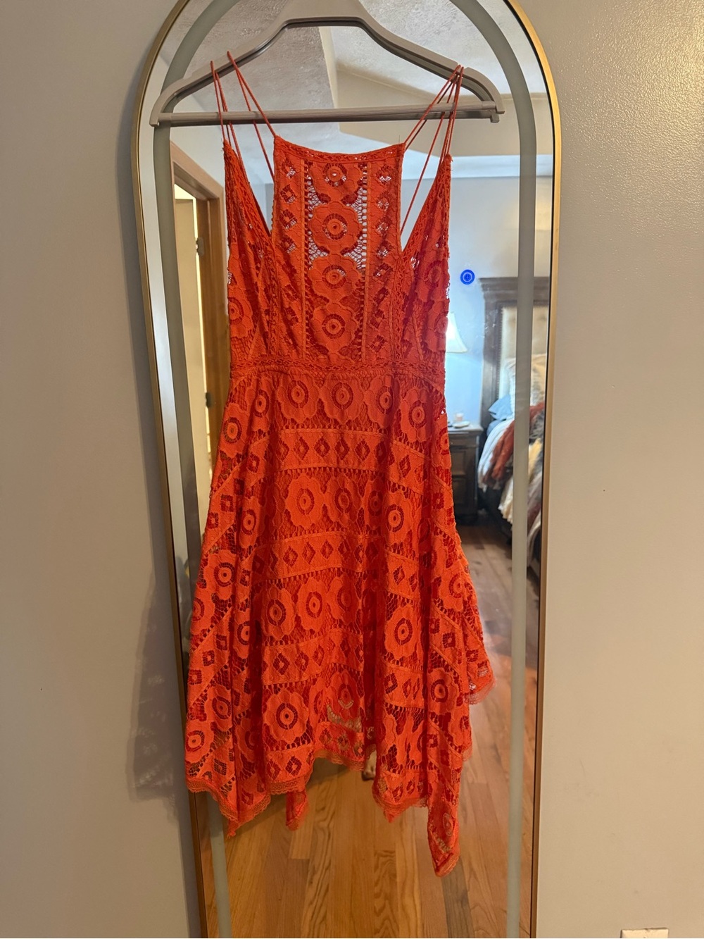 Free People Orange Crochet Lace Mini Dress